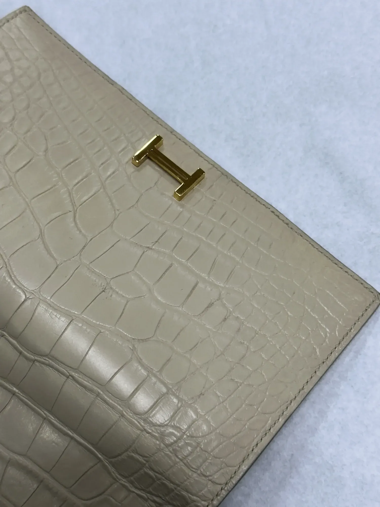 지갑-에르메스- 복원 염색 - 베안 장지갑 엘리게이터 크레 금장 수선 후